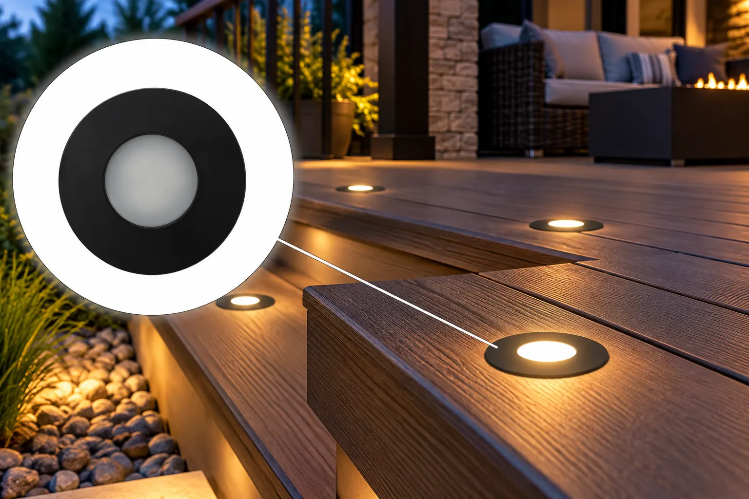 1” Deck Light — permanent outdoor LED fixture