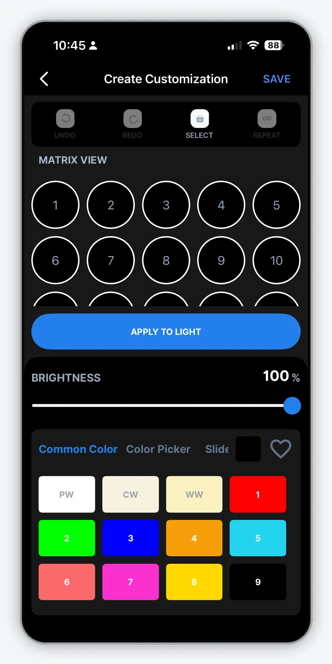 Custom setups in the SummitLine Lighting App