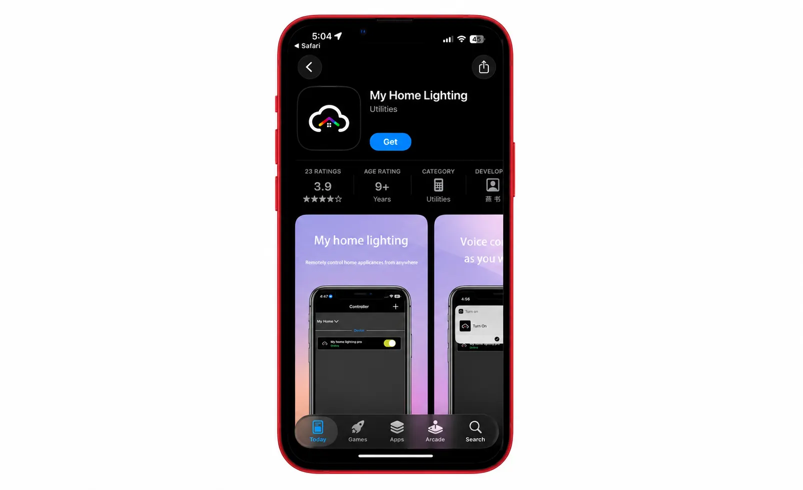 The SummitLine Lighting App listing on the App Store, shown on a phone