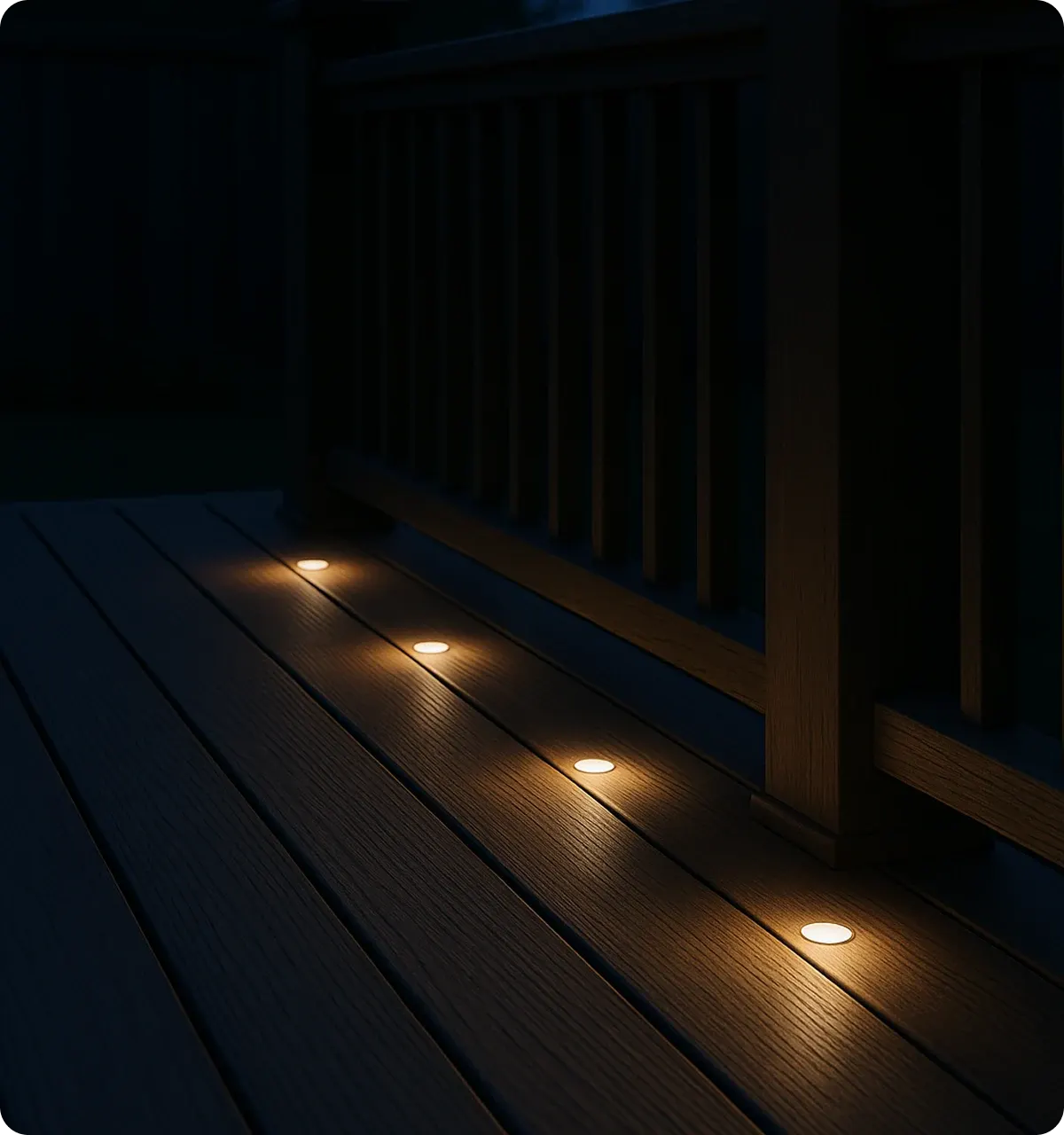 Deck Lighting installed on a Western Canada home