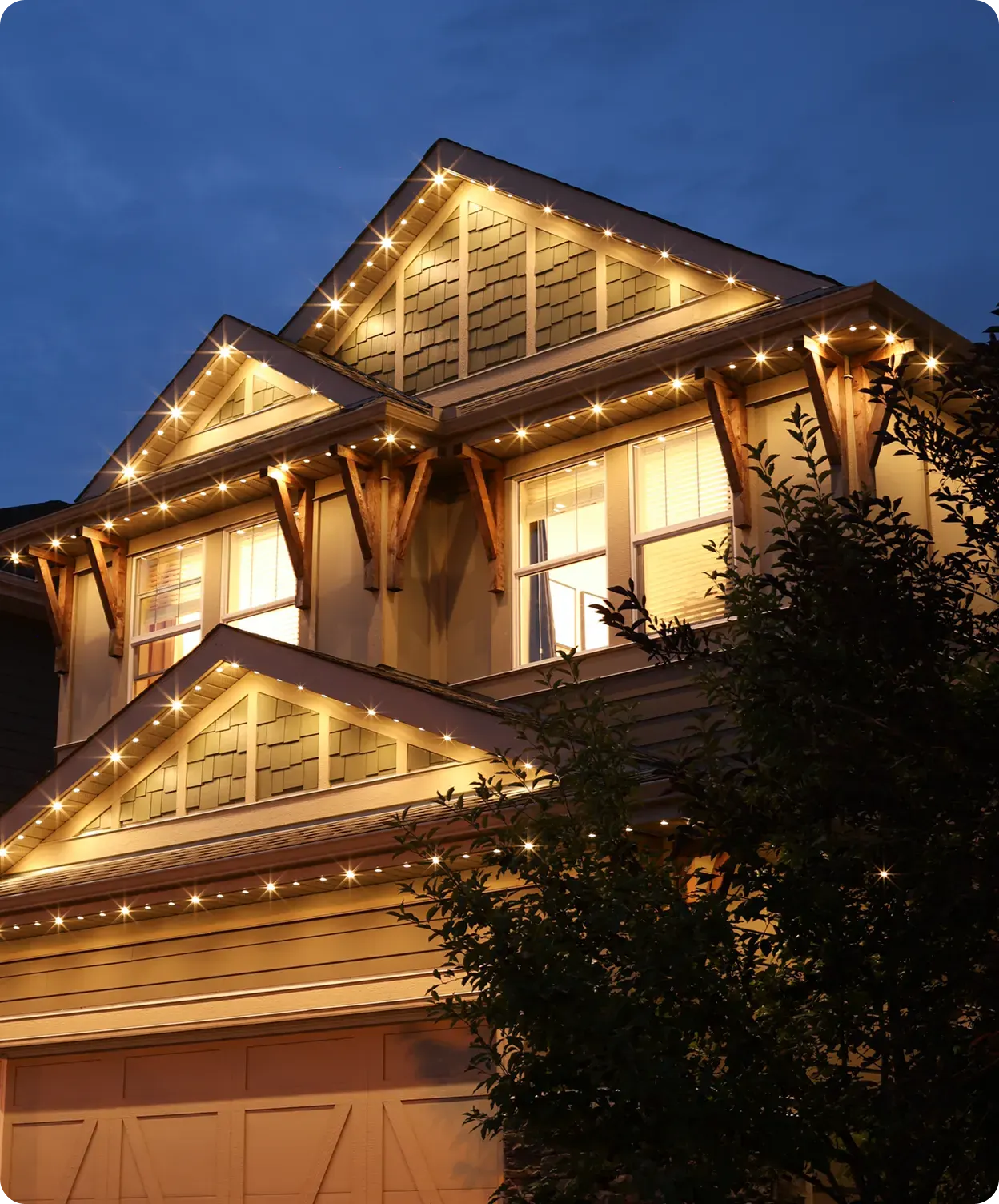 Architectural Lighting installed on a home at night — example 1