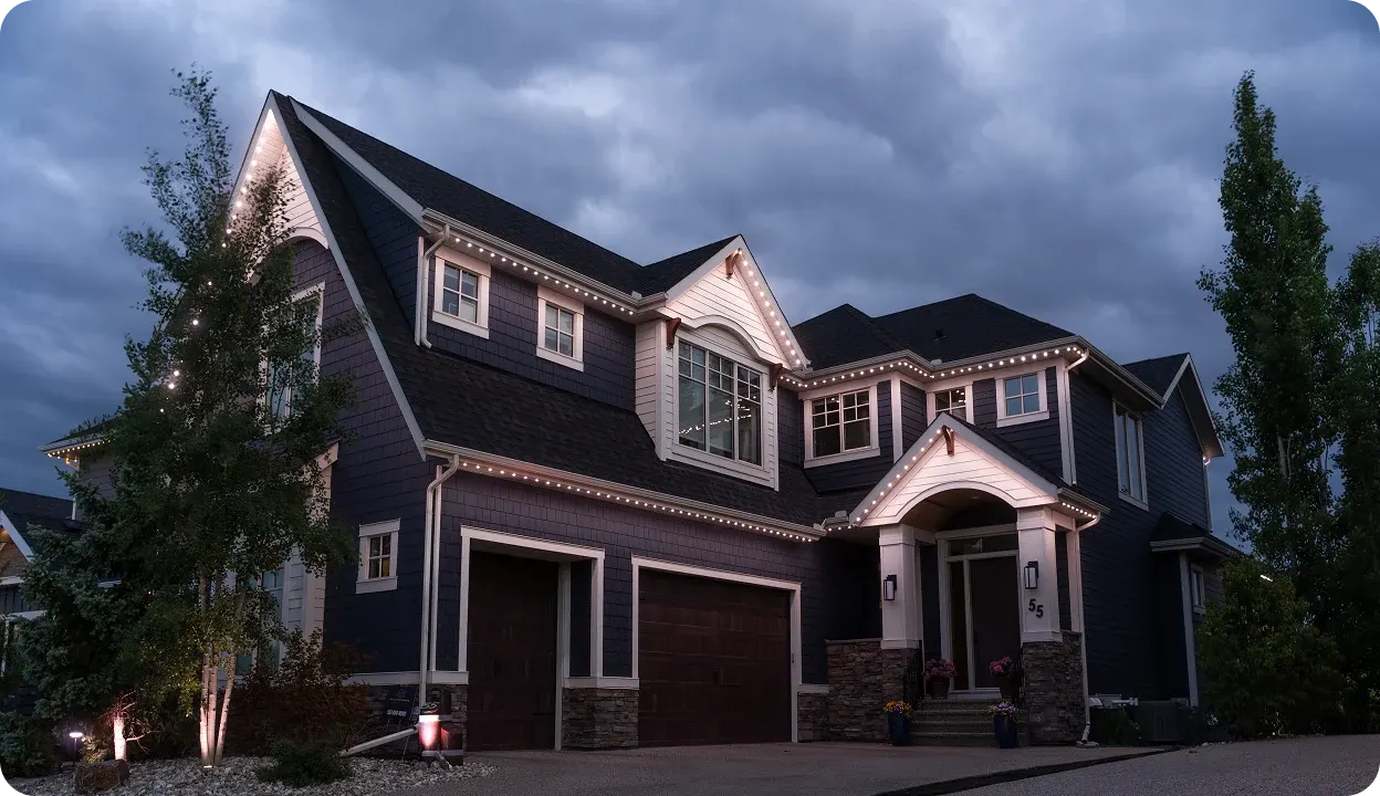 Architectural Lighting installed on a home at night — example 2