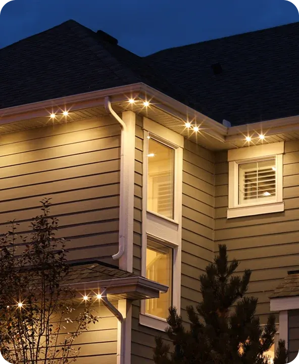 Architectural Lighting installed on a home at night — example 4