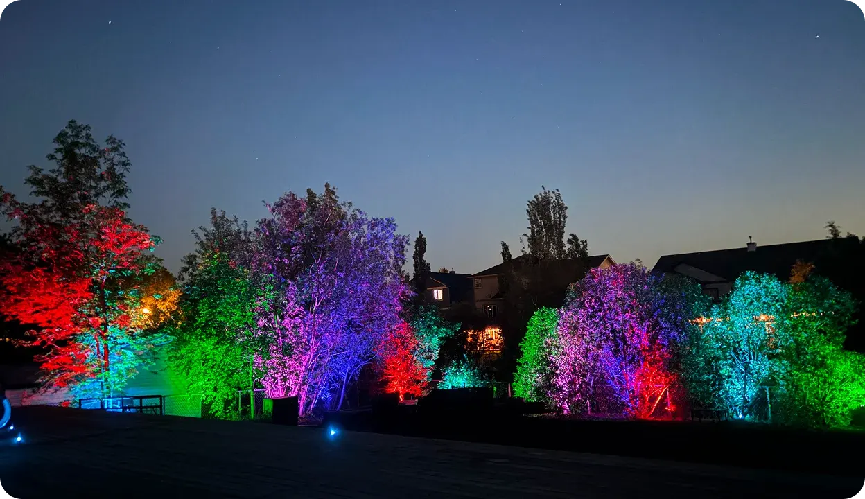Landscape Lighting installed on a home at night — example 11