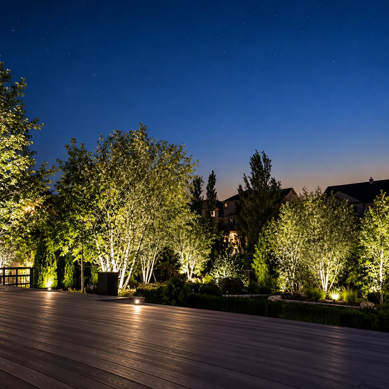 Landscape Lighting on a home at night