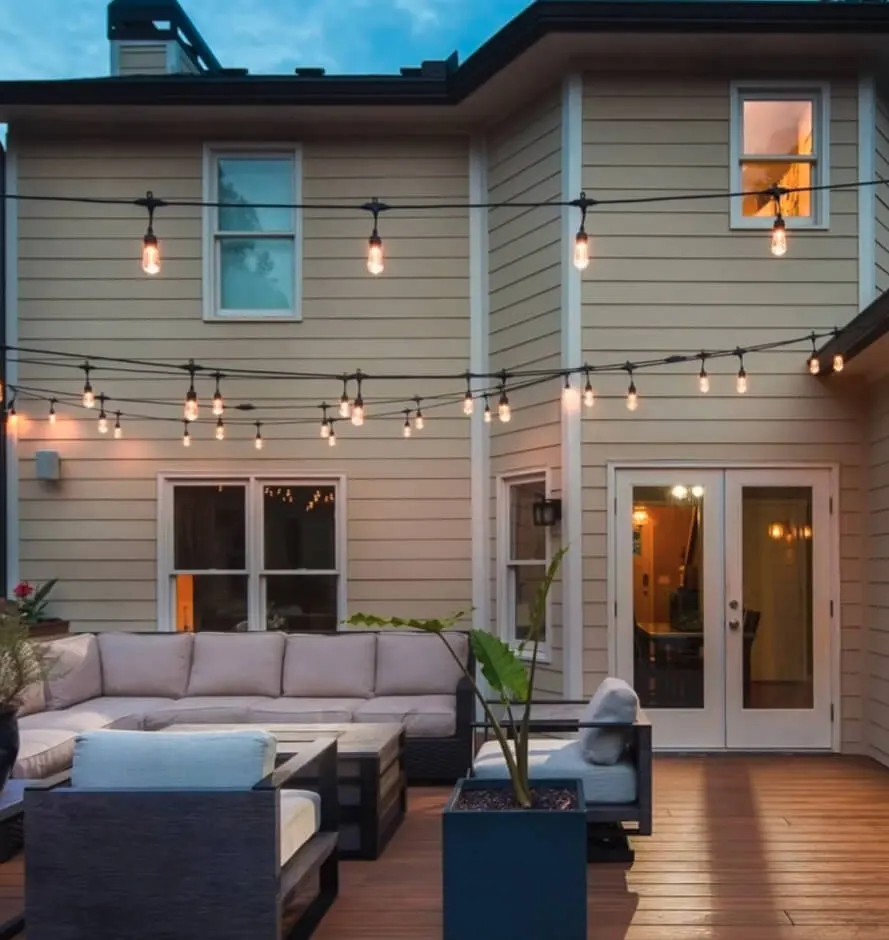 String Bulb Lights shown in use on a Western Canada property