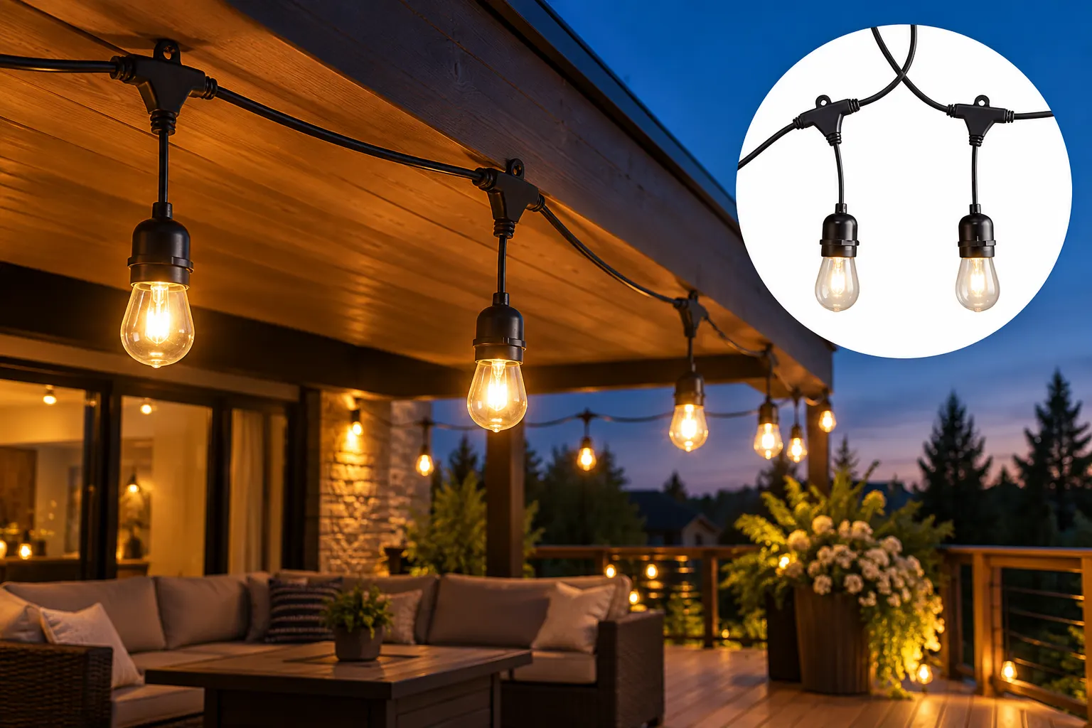 String Bulb Lights — permanent outdoor LED fixture